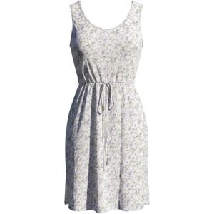 J.Crew Floral Dress Womens White Purple‎ Sleeveless Drawstring Sundress Medium